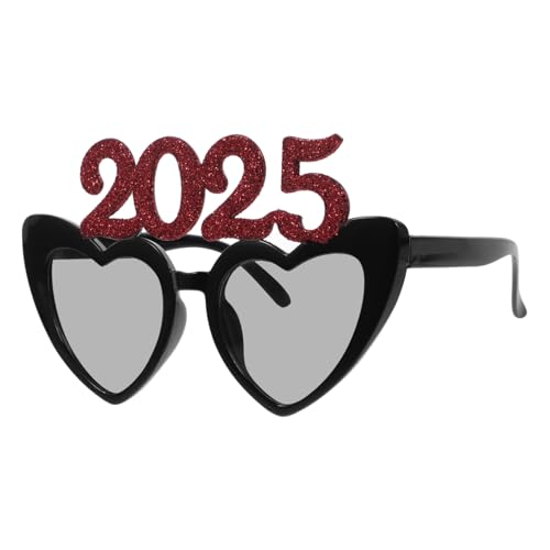 WESIEVYA 1 Paar 2025 Brille Neue Jahr Brille Requisiten Party-Brillen-Dekore 2025 Fotokabinen-Requisite Sonnenbrille Leistungsrequisiten Neujahrsparty-Brille Abs rot von WESIEVYA