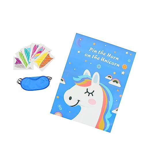 WESIEVYA 1 Satz Einhorn-Paste-Tour Wandtattoos Pin das Horn auf dem Heimwerker Wandaufkleber Kinder bastelset basteln für Kinder Kinder-Einhorn-Partyspiel Einhorn-Party-Spielset Papier Blue von WESIEVYA