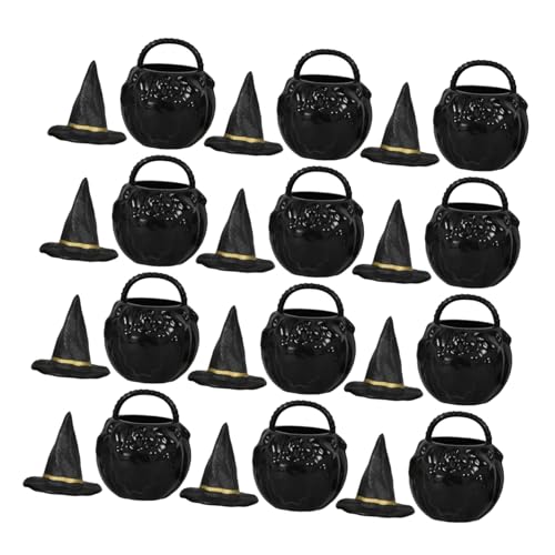 WESIEVYA 1 Satz Hexenhut-Eimerglas Halloween-Miniaturen Miniatur-Hexenhut Halloween-Mini-Hexenhut Halloween-Hexenhut Hexenhut-Set Kesseldekor aus Kunststoff Party-Halloween-Charms pp Black von WESIEVYA