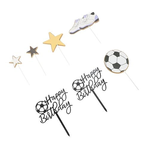 WESIEVYA 1 Satz geburtstagstorte dekoration Fußball-Cupcake-Topper Fußball-Geburtstagsfeier Kuchen Picks geburtstagsdeko kindergeburtstags dekoration Kuchen Topper Kuchenspieße Black von WESIEVYA