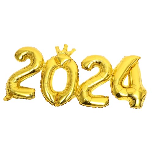 WESIEVYA 1 Set 2024 Zahlen Design Folie Neujahrsballon Dekorative Ballons Für Partys Geburtstagsfeiern Und Abschlussfeiern Glänzende Goldene 2024 Ballons von WESIEVYA