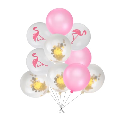 WESIEVYA 10 Teiliges Luftballon Set Mit Flamingo Druck Rein Und Rosafarben Inklusive Goldenen Pailletten Luftballons Perfekte Dekoration Für Hochzeit Geburtstag Und Partys von WESIEVYA