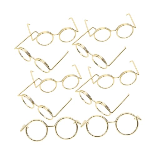 WESIEVYA 10St Puppenzubehör puppentasche Puppen Kleidung kleine gläser doll Accessories Doll Brillenrahmen Mini-Puppenbrillen-Requisiten lustige Brillendekore Mini-Brille Metall Golden von WESIEVYA