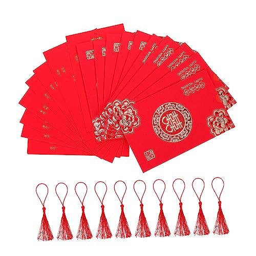 WESIEVYA 10st Hochzeitseinladung Einladungskarten Zur Hochzeitsfeier Chinesische Hochzeitsnotizen Chinoiserie-dekor Hochzeits Einladung Hochzeitskarte Nylons Eile Quaste Rot von WESIEVYA