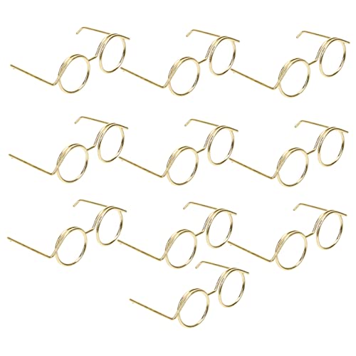 WESIEVYA 10st Metallbrille Brillen Für Puppen Haustier Brille Mini-puppenbrille Brille Für Puppe Mini-Sonnenbrille Puppenbrille Draht Alte Puppe Puppen Mini-Puppen-Sonnenbrille Golden von WESIEVYA