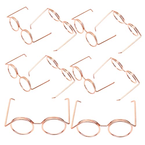 WESIEVYA 10st Metallbrille Haustier-Kaninchen-Brille Puppenbrillen Brillen Zum Anziehen Der Puppe Miniaturauge Puppe Wimpern Neuartige Sonnenbrille Anziehpuppe Zubehör Spielzeug Rose Gold von WESIEVYA