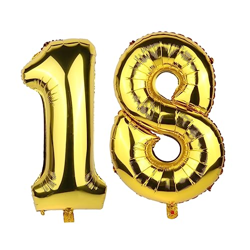 WESIEVYA 12 Stück 1 Satz Latexballons zum Geburtstag Zahlenballons 18 Feierballon 18 Hochzeitsballon konfettiballone deckenverkleidung Ballons bedrucken Geburtstag Luftballons Golden von WESIEVYA