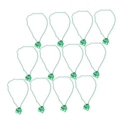 WESIEVYA 12St grünes Weinglas st. Patricks Day Kostümzubehör Teetasse-Halskette St Patrick Anhänger St Patrick's Day Halskette st. Patrick's Day Halsanhänger Partyzubehör Plastik Green von WESIEVYA