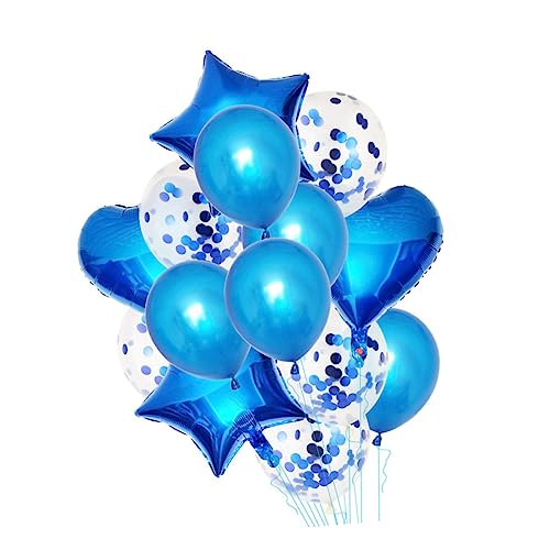 WESIEVYA 14 Stück Luftballons Aus Aluminiumfolie Und Dekorative Luftballons Für Partys Blau 2 Stück 18 Zoll Herzform 2 Stück 18 Zoll Pentagrammform 5 Stück 12 Zoll von WESIEVYA