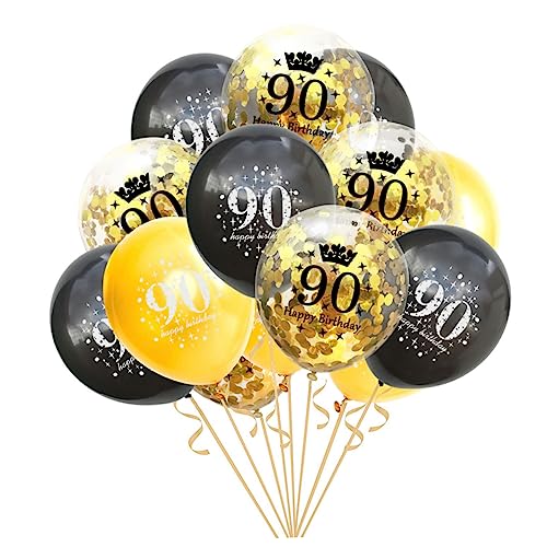 WESIEVYA Konfetti Ballons Dekorative Party Ballons Für Geburtstagsfeiern Und Jubiläen Inklusive 10 Zahlen Und 5 Konfetti Ballons Für 90 Geburtstagsfeier von WESIEVYA