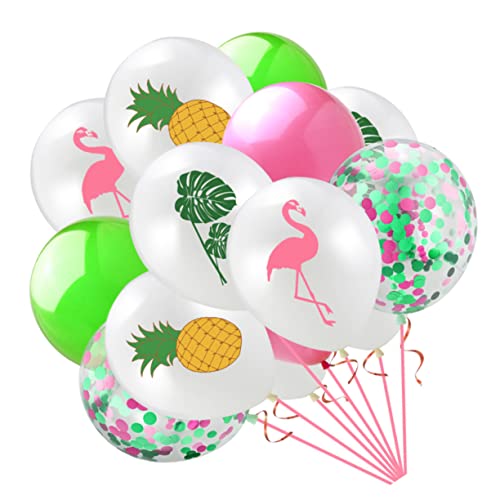 WESIEVYA 15St Flamingo-Ananas-Monstera-Blatt-Ballon-Set Sommerballons Paillettenballons Luftballons für die Sommerparty party ballons set flamingo ballon Partyzubehör Latexballons von WESIEVYA