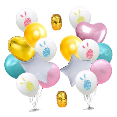 WESIEVYA 18 Stück Glänzende Und Aluminiumfolienballons Verschiedenen Formen Festliches Zubehör Für Ostern Partys Geburtstage Und Feierlichkeiten von WESIEVYA