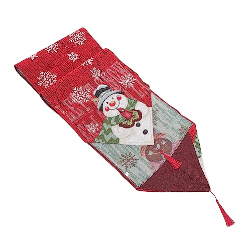 WESIEVYA 1Stk Weihnachten Sackleinen Stickerei Urlaub Tischschal Weihnachtstischrock Krippendekor Weihnachts-mitteldecken Christmas Table Cloth Tuch für Tisch Weihnachtstischdecke Stoff rot von WESIEVYA