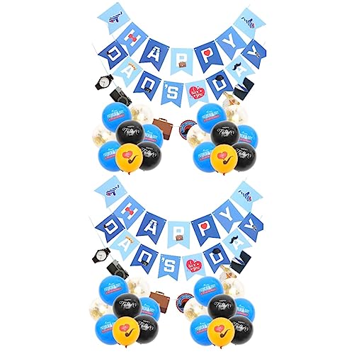 WESIEVYA 2 Sätze Vatertag Geburtstagsfeier des Vaters Ballons Papierdekorationen Wimpelkette Vater für Papa fathers day dzień ojca Partygeschenk Partyschmuck Emulsion von WESIEVYA