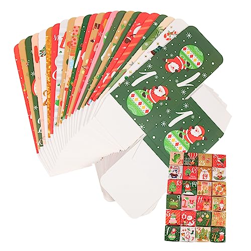 WESIEVYA 24 Stück Boxen Countdown Süßigkeitsbox Papiertüte Weihnachts Countdown Kalender Süßigkeitentüten Weihnachtszubehör Party Süßigkeitstüten Süßigkeitenbehälter Papierkalender von WESIEVYA