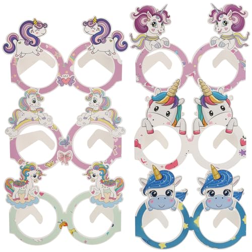 WESIEVYA 24er Set Einhorn Geburtstagsparty Brille Papierbrillen Für Einhorn Themenfeiern Kindergeburtstag Deko Und Partygeschenke 6 Verschiedene Designs Je von WESIEVYA