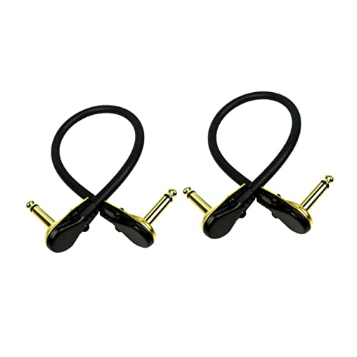 WESIEVYA 2St Effektkabel Tastaturkabel Flache Low-Profile-Patchkabel Instrumentenkabel für Bass Basskabel gitarrenkabel guitar cable kabel für elektrische gitarre Audiokabel Kupfer Golden von WESIEVYA