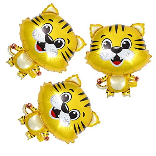 WESIEVYA 3 Stück Cartoon Tiger Folienballons Luftballons Für Kindergeburtstag Tierthema Partydekoration Heliumgeeignet Geburtstag Deko Für Jungen Und ädchen von WESIEVYA