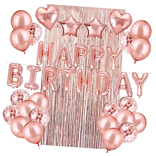 WESIEVYA 39-Teiliges Set Dekoratives Banner luftballons konfettiballone Party-Accessoires party supplies Herzballon alles zum Geburtstag-Banner hängendes Banner Partydekoration Golden von WESIEVYA