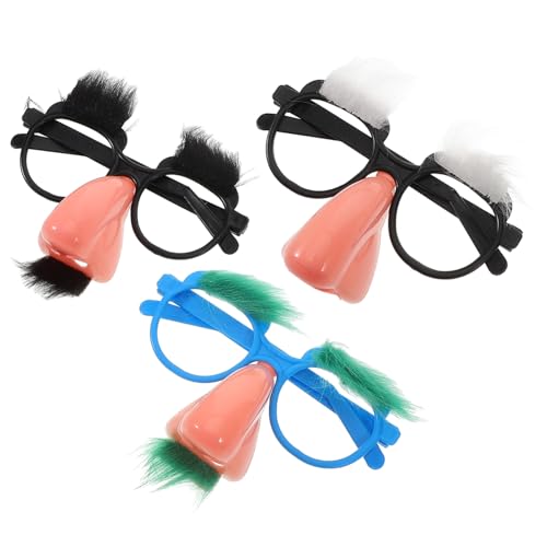 WESIEVYA 3st Lustige Requisitenbrille Lustige Sonnenbrille Blöde Sonnenbrille Lustige Kostüme Lustige Nasenbrille Brillen-Foto-Requisiten Clown-Brille Verrückte Sonnenbrille Plastik von WESIEVYA