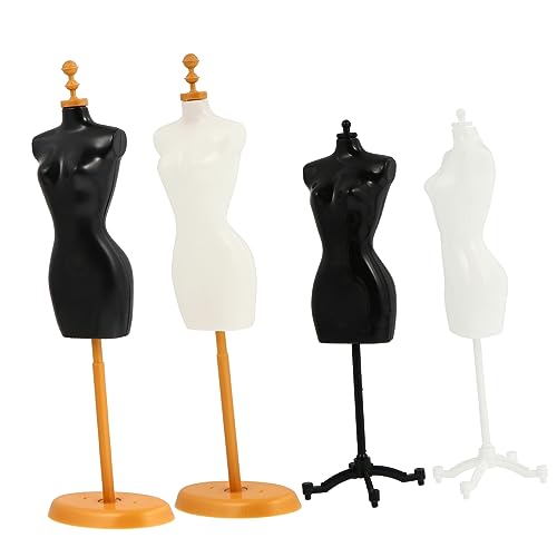 WESIEVYA 4 Stück Schaufensterpuppenständer Puppenständer Spielzeug Mini-Damen-Mannequin-Torso Mannequin-Display-unterstützung Möbel Für Puppenhäuser Mini-Mannequin-kleiderform Black Plastik von WESIEVYA