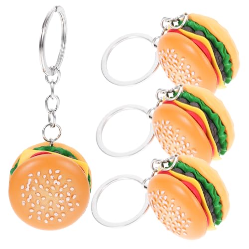 WESIEVYA 4 Stück Simulation Lebensmittel Anhänger Hamburger-charme Cartoon-hamburger-anhänger Chicken-nugget-schlüsselanhänger Schlüsselanhänger Mit Lebensmittelanhänger Diy Anhänger Pvc von WESIEVYA