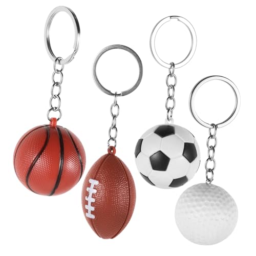 WESIEVYA 4 Stück Sportperiphere Fußball-schlüsselanhänger Sportball-schlüsselanhänger Mini-rugbyball-schlüsselanhänger Kugel Schlüsselanhänger Bezaubernder Taschenanhänger Plastik von WESIEVYA