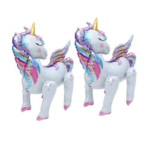 WESIEVYA 4D Einhorn Folienballon Geburtstag Dekoration Luftballon Ornament Für Kinderparty Bunte Einhorn Ballons Für Feste Und Feiern von WESIEVYA