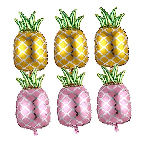 WESIEVYA 6 Stück 1 Set Ananas Folienballons Erdbeer Ballons Golddekor Hochzeits Party Ballons Sommer Party Ballons Hawaiianische Party Ballons Tropische Folienballons Ballons von WESIEVYA