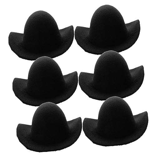 WESIEVYA 6st Puppenhüte Mini-Western-Cowgirl-Hut Mini-Miniatur-Hut Jeanshut Kleine Hüte Für Puppen Cowgirl-Hut Für Mädchen Mini-hüte Puppe Zylinder Miniaturhut Mini-Cowgirl-Hut Stoff Black von WESIEVYA