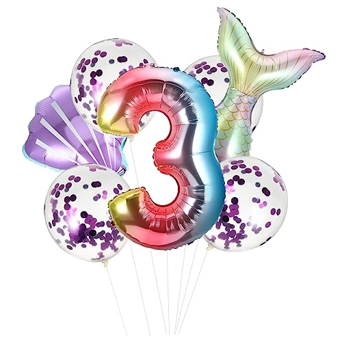 WESIEVYA 7 Stk Meerjungfrau Ballon Folienballons Mit Muscheln Ballons in Muschelform Ballon Mit Geburtstagszahl Ballon Zum Thema Meerjungfrau Folienballons Aluminiumfolie Violett von WESIEVYA