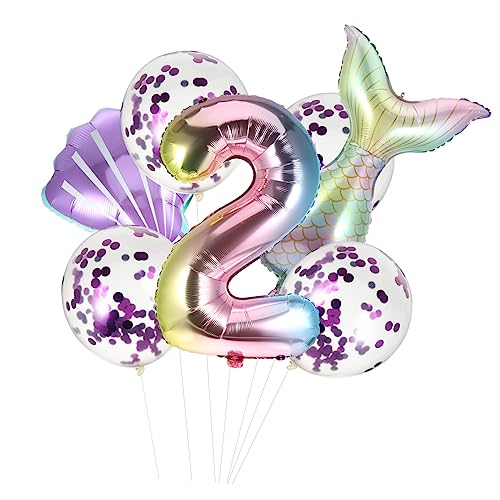 WESIEVYA 7 Stk Meerjungfrau Ballon Muscheldekor Meerjungfrauenballon aus Aluminium ballon set luftballons set Ballons in Muschelform Luftballons zum 2. Geburtstag Aluminiumfolie Violett von WESIEVYA