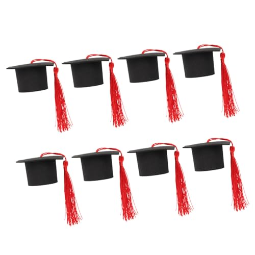 WESIEVYA 8st Kuchendekoration Grad Cupcake Topper Abschlusstortenaufsätze Grad Kappe Dekor Klasse Von 2024 Kuchendekoren Cupcake-topper Zum Abschluss 2024 Kuchen Picks Papier Rot von WESIEVYA