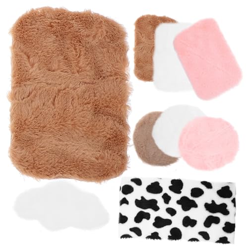 WESIEVYA 9st Mini-teppichtitten Mini-fußmatte Mini-teppiche Puppenstubendecken Kleines Hauszubehör Rosa Teppiche Mini-hausbedarf Kindermöbel Puppenhaus-fußmatte Runde Teppiche Stoff von WESIEVYA