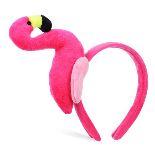 WESIEVYA Flamingo Stirnband Flauschiges Stirnband Cosplay Stirnband Urlaubs Stirnbänder Flamingo Kopfschmuck Make Up Stirnband Hautpflege Stirnband Haarreifen Anzieh Stirnband von WESIEVYA