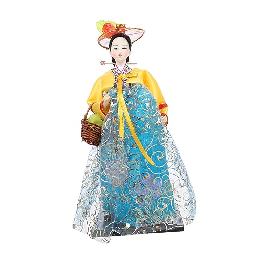 WESIEVYA Handgefertigte Puppe Koreanische Traditionelle Puppe Bücherregal-Statue Tischplatte Koreanische Puppe Stoffpuppendekor Hochzeitsdekorationen Für Die Zeremonie Puppenfiguren Yellow von WESIEVYA