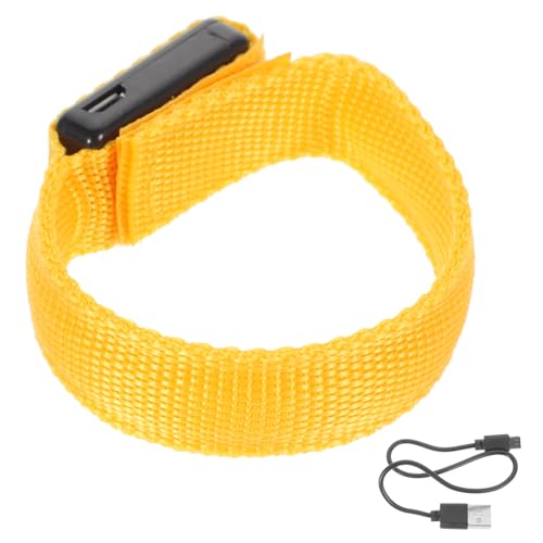 WESIEVYA LED-Leuchtarmband LED-Slap-Armbänder glühend blinkendes Armband Strumpffüller LED-Leuchtspielzeug LED-Armband Kletter Armband Leuchtendes Armband Leuchtarmbänder Stoff Yellow von WESIEVYA