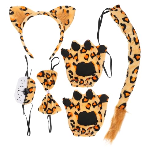 WESIEVYA Leoparden Kostü Set Mit Ohren Haarreif Fliege Und Nase Furry Tier Kostüme Für Karneval Halloween Und Faschingspartys üßes Leoparden Accessoire Für Und Erwachsene von WESIEVYA