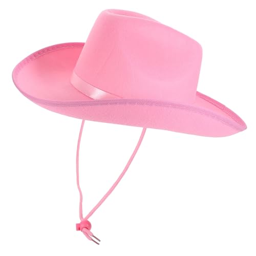 WESIEVYA Lustige Rodeo-Partyhüte Hüte für Frauen Cowgirls Cowboy-Kopfbedeckung Disco-Partyhut Kork fasnachtskostüme damenmützen Hut für Fotoshooting Männer Hut Kuhhut verkleiden Stoff Rosa von WESIEVYA