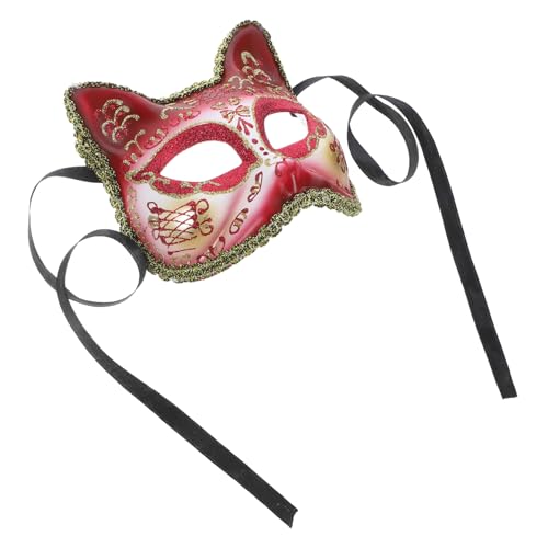 WESIEVYA Maske Halloween Katzenkopf Cosplay Dekorativ Partygeschenk Partyzubehör Rot Plastik von WESIEVYA