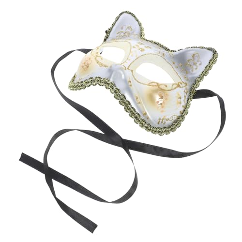 WESIEVYA Maske Katze Cosplay Dekorativ Halloween Partyzubehör Partygeschenk Plastik Weiß von WESIEVYA