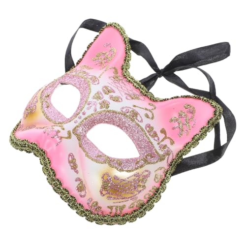 WESIEVYA Maske Katzenkopf Halloween Cosplay dekorativ face mask hallowen beauty mask Maskiert Verkleidung realistic mask Partyzubehör Partygeschenk Plastik Rosa von WESIEVYA