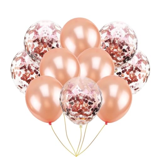 WESIEVYA Rose Gold Konfetti Ballons Und Klare Ballons Mit Glitzer Für Geburtstagsfeier Hochzeit Und Verlobung 20 Konfetti Ballons & 10 Einfarbige Ballons von WESIEVYA