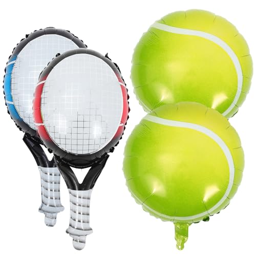 WESIEVYA Luftballons Set Set Aus Und Schlägerballons 4 Teiliges Set Mit 2 Hellgrünen Folienballons Und 2 Tennis Schlägerballons Und Perfekte Für von WESIEVYA