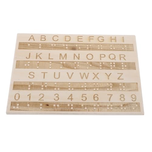 WESIEVYA Tafel mit Braille-Alphabet Gadgets für Blinde Zeichenbrett Alphabet-Trace-Board Alphabet-Übungsbrett Braille-Lernlineal Blindenschrift Braille-Alphabet-Diagramm hölzern von WESIEVYA