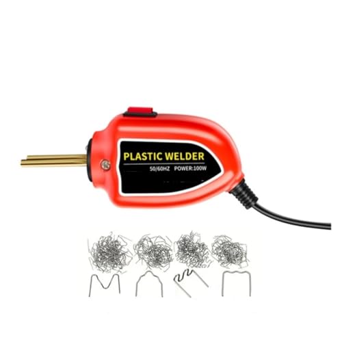 Auto-Stoßstangen-Reparaturmaschine, 100 W, Kunststoff-Schweißgerät, Lötkolben, Klammern, Werkzeugsatz For Stoßstangenreparaturen Und PVC-Löten(Red,Welder X200pcs Nails) von WESLNN