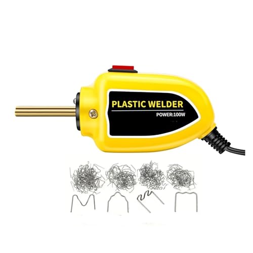 Auto-Stoßstangen-Reparaturmaschine, 100 W, Kunststoff-Schweißgerät, Lötkolben, Klammern, Werkzeugsatz For Stoßstangenreparaturen Und PVC-Löten(Yellow,Welder X200pcs Nails) von WESLNN