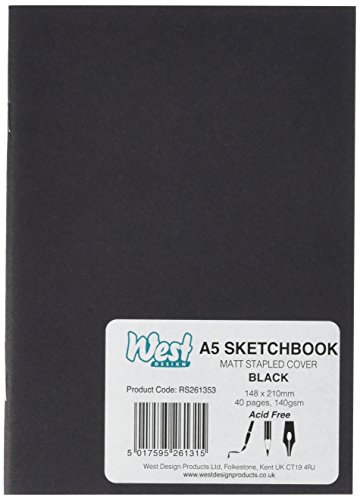 West Design RS261353 1 Skizzenbuch DIN-A5-Format, geheftet, schwarz von WEST