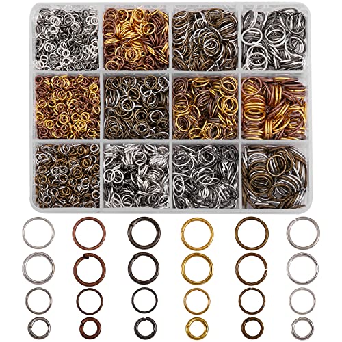 3870 Stück 24 Stil O-Ring Schmuckverbinder, Messing Open Ringe Springen, Biegeringe Für Schmuckherstellung, Für Ohrringe, Armband, Kette, Schmuckherstellung, Gemischte Farbe, 4~10x0.7~1 mm von WEWAYSMILE