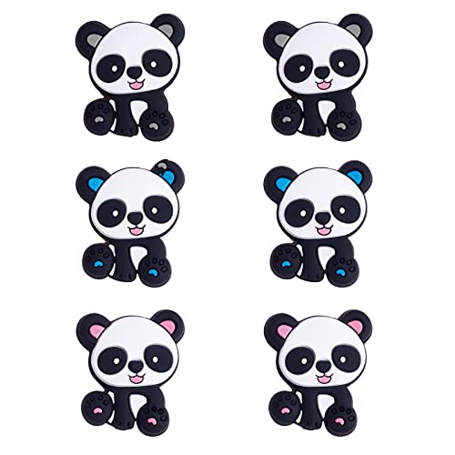 WEWAYSMILE 12 Stück Geometrie Silikonperlen, Silikonperlen Masse, Bunte Runde Silikonperlen, Für Schlüsselanhänger Halskette Armband Basteln DIY (Panda) von WEWAYSMILE